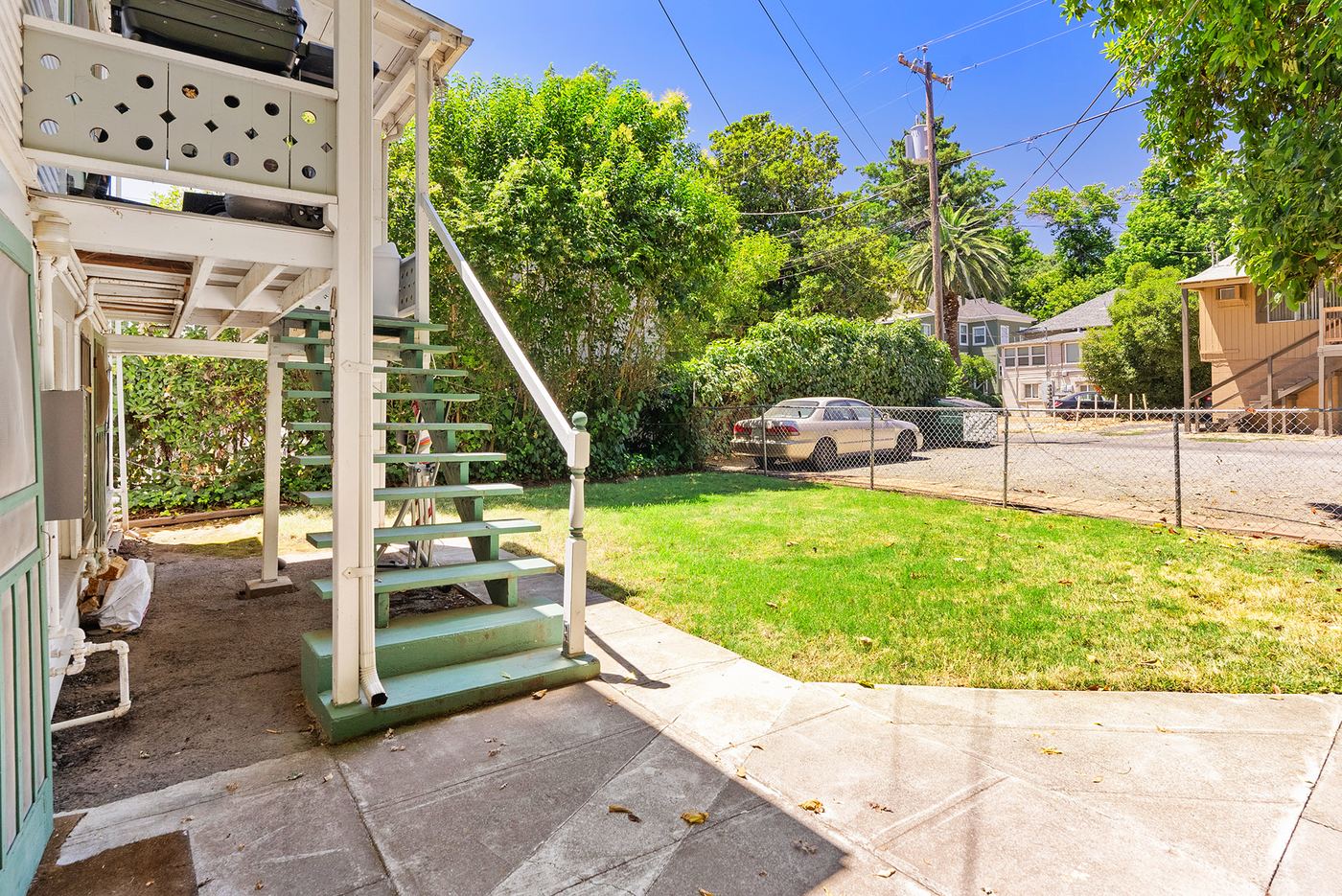 Large grass backyard